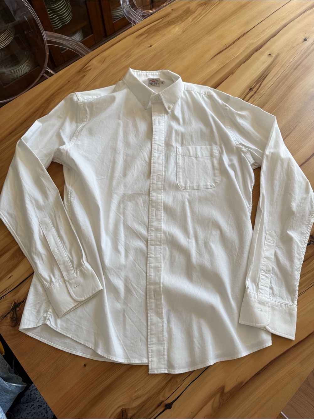 White Long-Sleeve Button-Down Dress Shirt